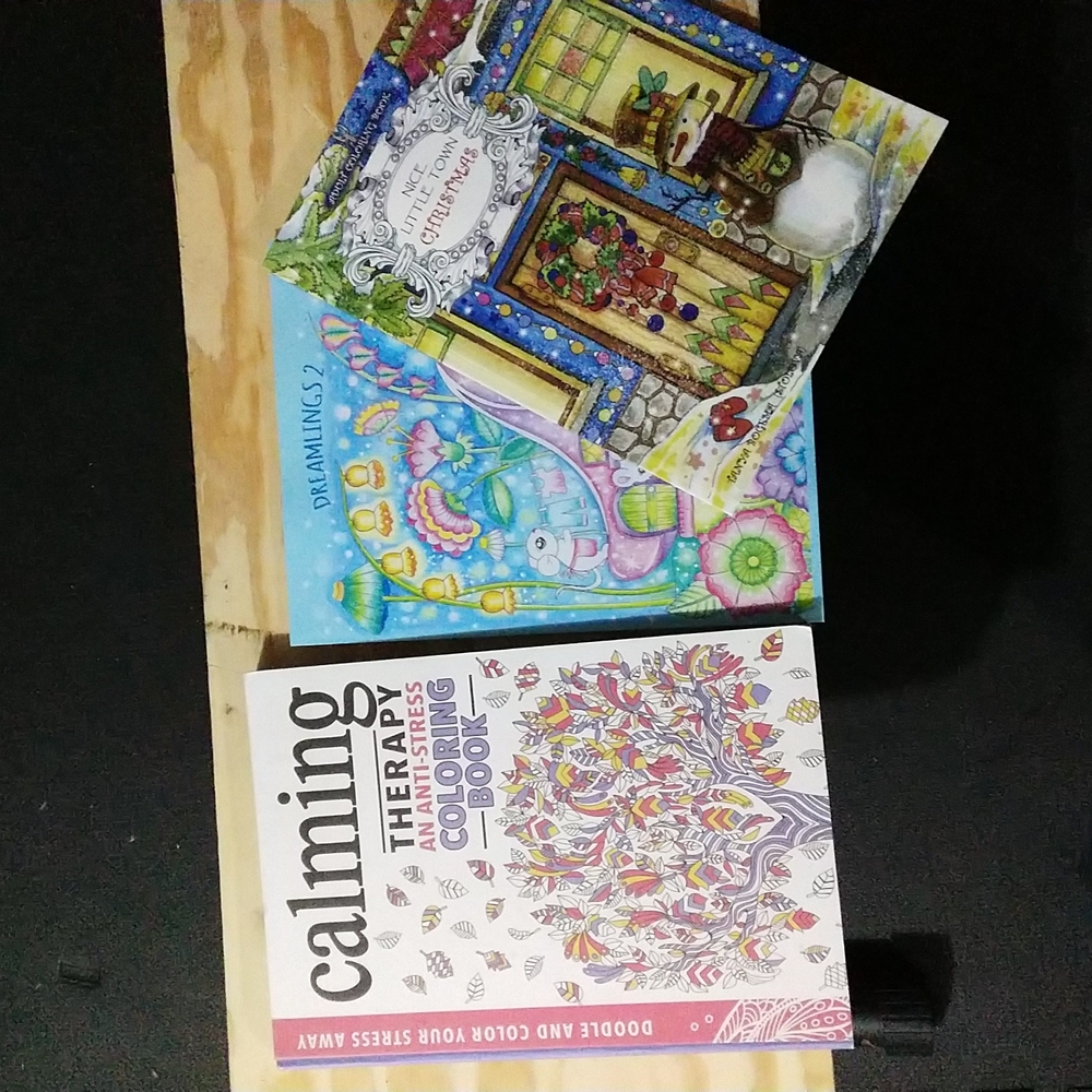 3 coloring books.  1 hard cover